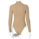 Ribbed Knitted Solid Long Sleeve Turtleneck Bodysuit