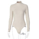 Ribbed Knitted Solid Long Sleeve Turtleneck Bodysuit