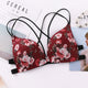 Floral Print Push Up Bras For Women Deep V Bras Front Buckle Wireless Bralettes