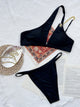 Black One Shoulder Chain Swimsuit